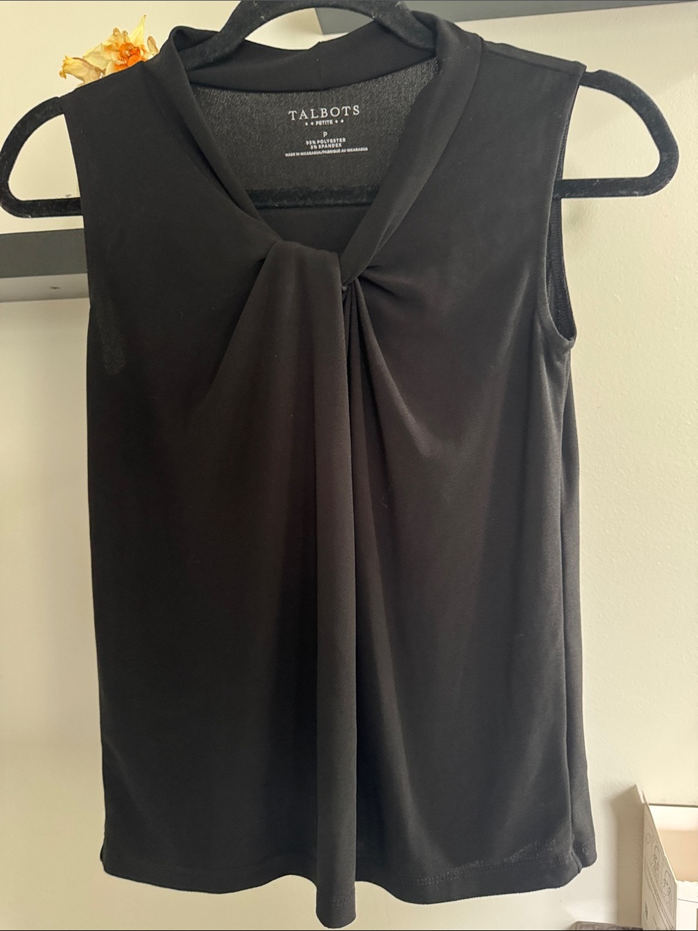 Talbots Black Sleeveless Twisted Neck Tank Petite Small